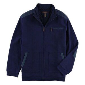 Tasso Elba Size M Mens Navy Blue Elbow Patch Faux-Suede Trim Knit Sweater Jacket